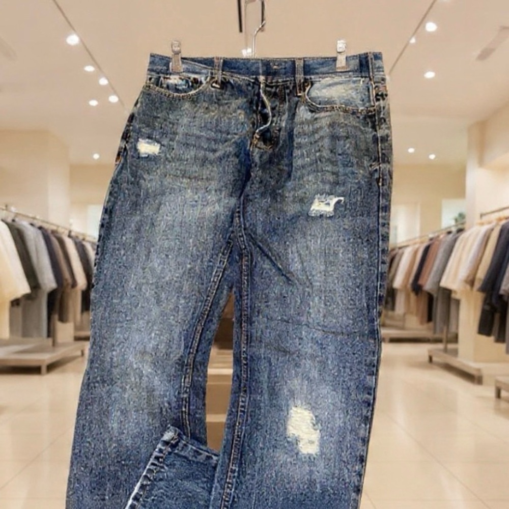 Aeropostale "Slim Straight" Button Fly denim distressed jeans Size 31/32